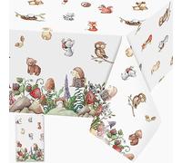 Nappe rectangulaire en plastique avec animaux de la forêt, jetable, facile à nettoyer, imperméable, pour enfants, anniversaire, fête sauvage, 1 pièce