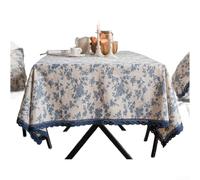 Nappe rectangulaire en polyester et coton avec franges en dentelle pour résister à la poussière et style pastoral (C)