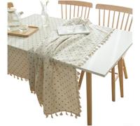 Nappe rectangulaire en polyester et coton avec franges en dentelle pour résister à la poussière et style pastoral (D)