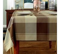 Nappe rectangulaire en Polyester Style écossais Anti-déversement, Anti-poussière, Infroissable, 132.1x177.8 cm (4-6 Places), Couleur Taupe