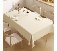 Nappe rectangulaire en PVC beige, 120 x 170 cm, résistante à l'eau, couleur unie, protection de table de salle à manger, facile à nettoyer, parfaite pour la maison et les fêtes