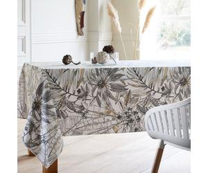 Nappe rectangulaire enduite florale Gris clair 170x170 cm