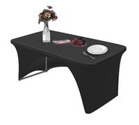 Nappe rectangulaire extensible en élasthanne de 1,8 m, nappe rectangulaire à tréteaux extensibles en élasthanne, housse de table de terrasse, pour tables rectangulaires avec dos ouvert