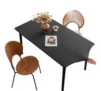 Nappe Rectangulaire Extensible Polyester, Ajustée Nappe avec Élastique, Anti tache Lavable en Machine et Facile à Nettoyer pour Cuisine, Salle à Manger, Terrasse, Jardin(Dark gray,90 x 150 cm)
