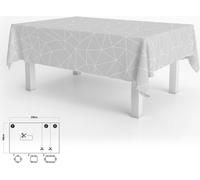 Nappe rectangulaire géométrique grise en toile cirée en PVC imperméable et anti-salissures, 140 x 250 cm. Peut être découpée pour l'intérieur et l'extérieur