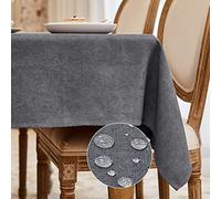 Nappe rectangulaire Gris Charbon impermeable microvellón 145 x 300 cm | Nappe de table Anti-Tache Nappe exterieur Lavable Moderne Restaurant Jardin Noel Anniversaire Mariage Maison Fête