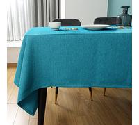 Nappe rectangulaire impermeable Bleu 145 x 215 cm Aspect Lin Tissu