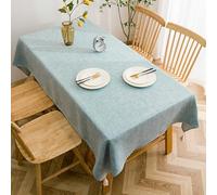 Nappe rectangulaire imperméable et résistante aux taches en mélange de coton et de polyester, parfaite pour salle à manger, événements en plein air, fêtes et utilisation quotidienne Bleu clair 132 x