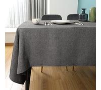 Nappe rectangulaire impermeable Gris 145 x 215 cm Aspect Lin Tissu