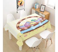 Nappe Rectangulaire Imperméable, Morbuy Pâques Lapin Oeufs Décoration Nappe de Table Lavable et Facile d?Entretien Ménage Table Nappe pour Cuisine Picnic (Panier-Oeuf,140x160cm)