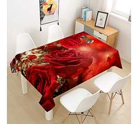 Nappe Rectangulaire Imperméable, Morbuy Rose Fleur Impression Nappe de Table Lavable et Facile d?Entretien Ménage Table Basse Extérieure Nappe pour Picnic Cuisine Jardin (Rose Rouge 4,140x200cm)