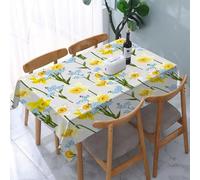Nappe rectangulaire,imperméable,nappes en PVC,Nappe pour l'intérieur et l'extérieur,Décor de jonquille, fleurs ne m'oubliez pas et fleurs de,pour salle à manger,jardin,fête,mariage ou maison,137x183cm