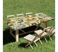 Nappe rectangulaire imperméable pour table de pique-nique - 1,8 m - Élastique ajustée - Motif dessin animé mignon - Pour extérieur, jardin, salle à manger, terrasse, pique-nique (#3)