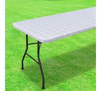 Nappe rectangulaire imperméable pour table de pique-nique - Nappe ajustée à imprimé baroque avec bords élastiques en PEVA pour extérieur, jardin, salle à manger, terrasse, pique-nique, cuisine