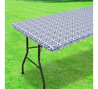 Nappe rectangulaire imperméable pour table de pique-nique - Nappe ajustée à imprimé baroque avec bords élastiques en PEVA pour extérieur, jardin, salle à manger, terrasse, pique-nique, cuisine