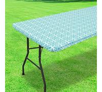 Nappe rectangulaire imperméable pour table de pique-nique - Nappe ajustée avec bords élastiques en PEVA pour extérieur, jardin, salle à manger, terrasse, pique-nique, décoration de cuisine (vert, 1,2