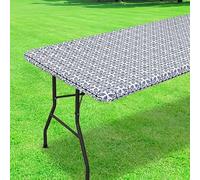 Nappe rectangulaire imperméable pour table de pique-nique - Nappe ajustée avec bords élastiques en PEVA pour extérieur, jardin, salle à manger, terrasse, pique-nique, décoration de cuisine (noir, 1,8