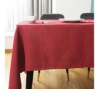 Nappe rectangulaire impermeable Rouge 145 x 215 cm Aspect Lin Tissu