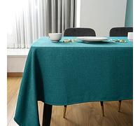 Nappe rectangulaire impermeable Vert profond 145 x 215 cm Aspect Lin Tissu