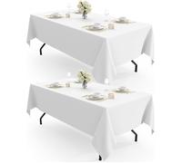 Nappe rectangulaire - Lot de 2, nappe en tissu blanc, lavable et réutilisable, en polyester, pour salle à manger, mariage