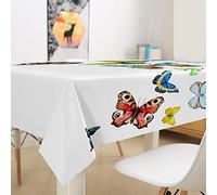 Nappe rectangulaire moderne en polyester imperméable et résistante aux taches, facile d'entretien, motif papillon, pour cuisine et jardin, 140 x 180 cm, pour les réunions de famille