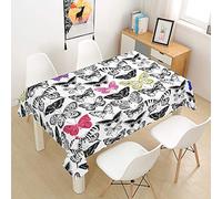 Nappe rectangulaire moderne en polyester imperméable résistante aux taches avec imprimé papillon, facile d'entretien, pour la maison, la cuisine et le jardin (Croquis, 140 x 200 cm)