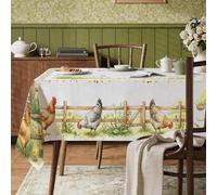 Nappe rectangulaire motif poule rustique en tissu lavable et réutilisable pour cuisine, banquet, pique-nique, 89 x 140 cm