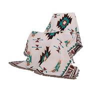 Nappe Rectangulaire, Nappe De Camping pour Table De Pique-Nique, Style Ethnique, Coton Doux, Motif Rétro, Doux pour la Peau, Légère Et Portable, pour Camping, Voyage, Tente, Pique(90 * 90CM-Blanc),