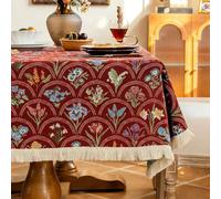 Nappe Rectangulaire, Nappe De Réception Avec Franges Denses, Tissu Décoratif Résistant Et Infroissable, Idéale For Les Tables Basses Et Les Meubles TV(StyleB,140x260cm/55.1x102.3in)