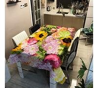 Nappe Rectangulaire Nappe de Table Imperméable étanche Anti Tache Lavable et Facile d?Entretien Ménage Table Nappe pour Picnic Cuisine Jardin -3D Fleur Style (Tournesol,100x140cm)