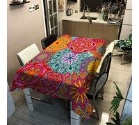 Nappe Rectangulaire Nappe de Table Imperméable étanche Anti Tache Lavable et Facile d?Entretien Ménage Table Nappe pour Picnic Cuisine Jardin -3D Fleur Style (Boho,100x140cm)