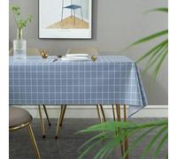 Nappe Rectangulaire PVC, PVC Modèle de Treillis Simple Nappe pour la Cuisine Café Restaurant et Le Jardin, Bleu Gris, 140 x 300 cm