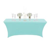 Nappe Rectangulaire Spandex Anti Tache,122cm Bleu Clair Nappe de Table Imperméables Lavable Extensible,pour Décoration Table de Terrasse,Cuisine,Mariage,Anniversaire,Fêtes,Halloween,Pique-niques