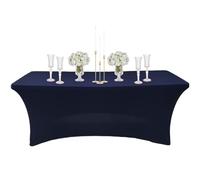 Nappe Rectangulaire Spandex Anti Tache,122cm Bleu Foncé Nappe de Table Imperméables Lavable Extensible,pour Décoration Table de Terrasse,Cuisine,Mariage,Anniversaire,Fêtes,Halloween,Pique-niques