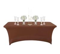 Nappe Rectangulaire Spandex Anti Tache,122cm Couleur Café Nappe de Table Imperméables Lavable Extensible,pour Décoration Table de Terrasse,Cuisine,Mariage,Anniversaire,Fêtes,Halloween,Pique-niques