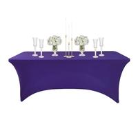 Nappe Rectangulaire Spandex Anti Tache,122cm Violet Foncé Nappe de Table Imperméables Lavable Extensible,pour Décoration Table de Terrasse,Cuisine,Mariage,Anniversaire,Fêtes,Halloween,Pique-niques