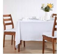 HOMESCAPES Nappe de Table rectangulaire, Linge de Table en Coton uni Blanc - 137 x 228 cm