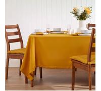 Nappe rectangulaire unie en 100% coton - HOMESCAPES - Jaune moutarde - 137 x 228 cm - Lavable en machine et hypoallergénique