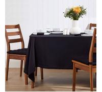 HOMESCAPES Nappe rectangulaire en Tissu, Nappe de Table en 100% Coton uni Noir, Linge de Table Lavable et hypoallergénique - 137 x 178 cm