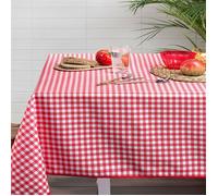 Homemaison - Nappe Rectangulaire Vichy Rouge et Blanc - Polyester - Anti-Tache Infroissable - Idéale pour Cuisine ou Salle à Manger - 145 x 240 cm - Multicolore
