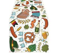 Nappe résistante aux taches pour chemin de table Oktoberfest - Tissu résistant aux taches - Convient pour le salon et la maison - Garde la table soignée (1 33 x 228)