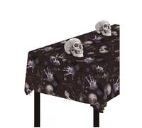 Fiestas Guirca Nappe Cimetière 137x274 cm – Décoration de table pour Halloween – Gris/Noir