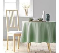 Nappe ronde 180 cm en polyester uni sauge - Douceur d'Intérieur, finition ourlet