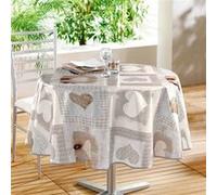 Nappe Ronde Toile Cirée "Cosy Coeur" 160cm Gris