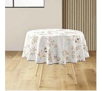 Nappe ronde (0) 180 cm polyester imprime manola Naturel