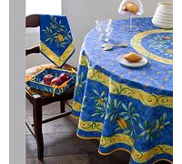 Nappe ronde 1 m 80 coton Cigale bleu