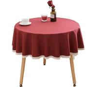 Nappe ronde - 1 nappe unie en coton et lin et dentelle (100 cm)