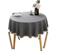 Nappe ronde 1 pièce - Nappe de table unie en coton et lin dentelle pour décoration de salle à manger (180 cm)