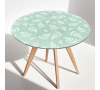 Nappe ronde 110 cm - Avec élastique - Nappe de jardin - Résistante aux intempéries - Protection de table transparente - En plastique transparent - Nappe de jardin pour mariage, feuilles