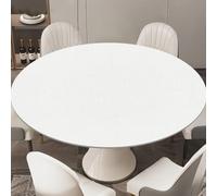 Nappe ronde 110 cm - Avec élastique - Nappe de jardin - Résistante aux intempéries - Protection de table transparente - En plastique transparent - Nappe de jardin pour mariage - Beige